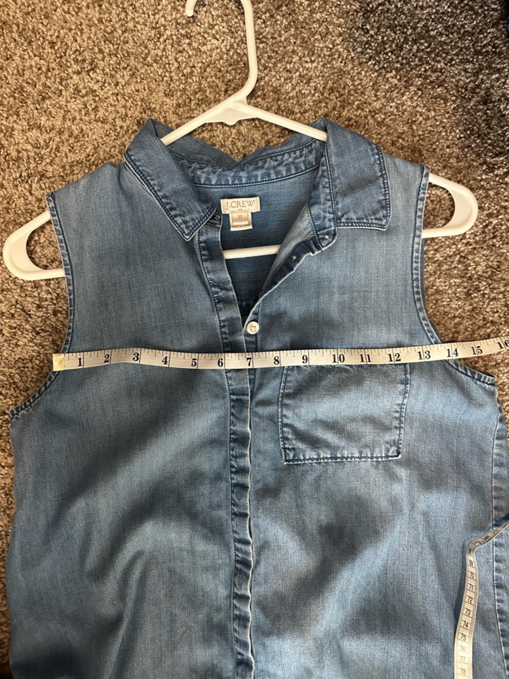 J.Crew Chambray Sleeveless Shirt Dress Light Wash Denim XS - Picture 5 of 5